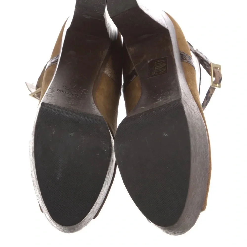 Jimmy Choo Platform Ankle-Strap Peep-Toe Heels - Brown SZ 39